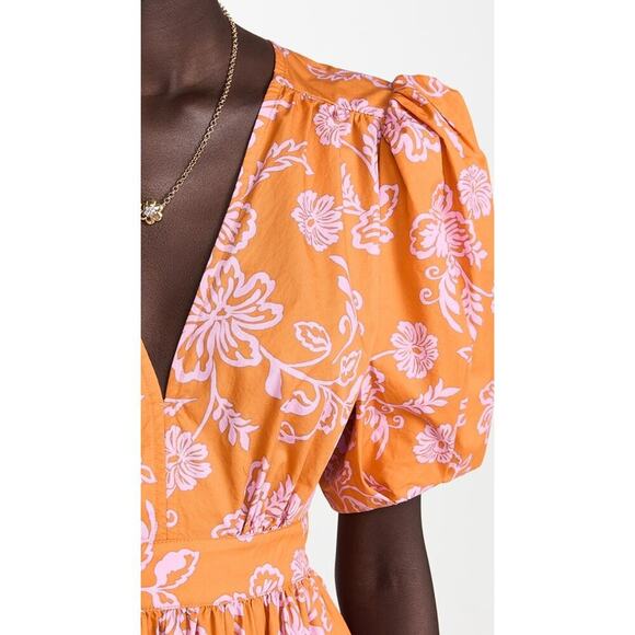 XIRENA Larkyn Orange Pink Print Midi Maxi Puff Sleeve Ruffle Dress Tuckernuck - Picture 6 of 16